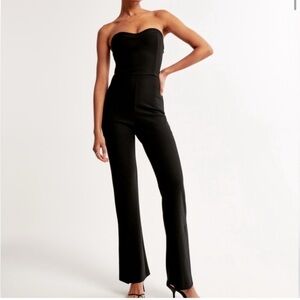 Abercrombie and Fitch Strapless Wide-Leg Black Jumpsuit
